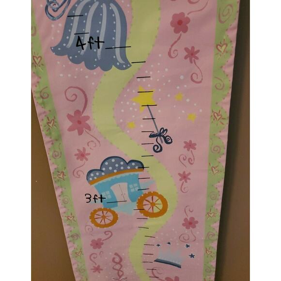 Kids Wall Growth Chart Princess Children Room Decor Pink & Green Canvas Height - Picture 3 of 10